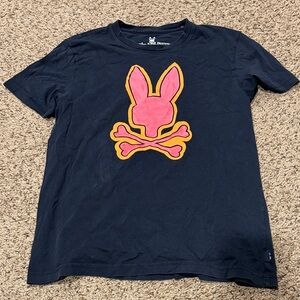 Psycho Bunny Short Sleeve Tee - Navy with Pink and Orange Bunny